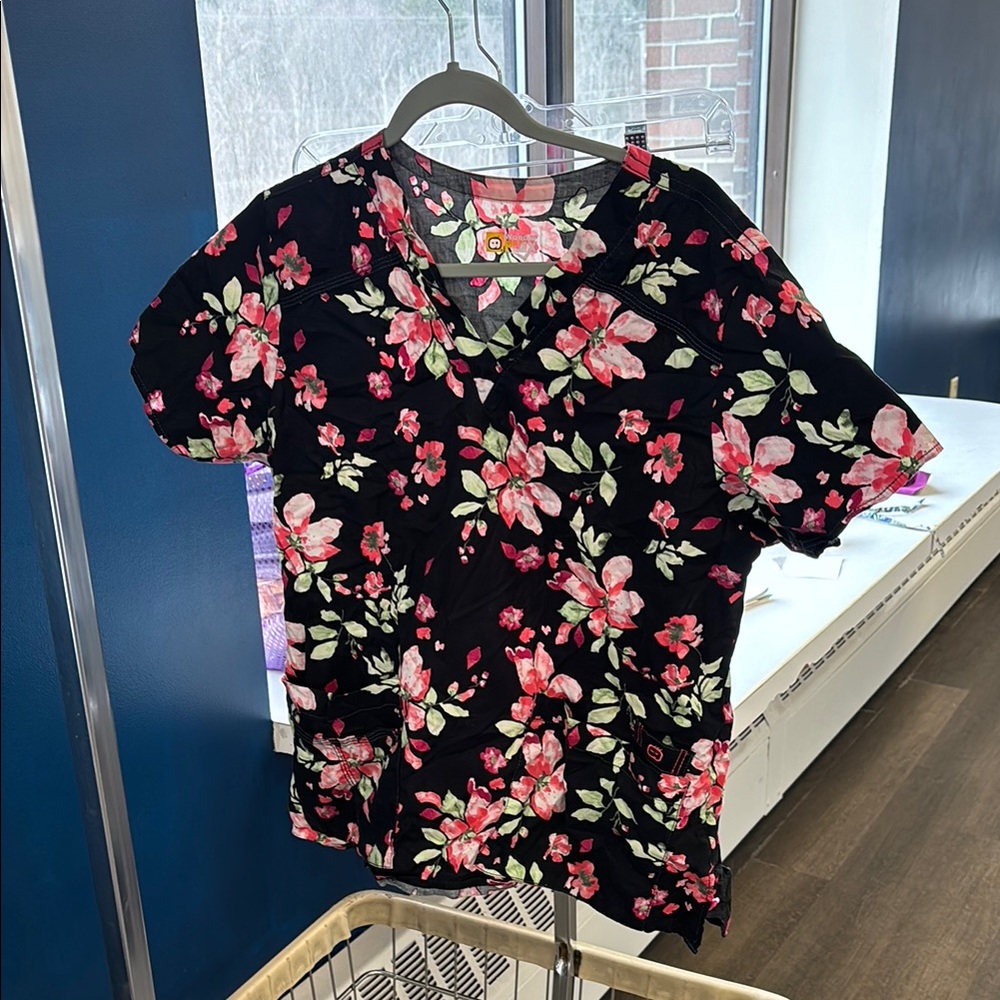 Floral Black and Pink Women's Top
